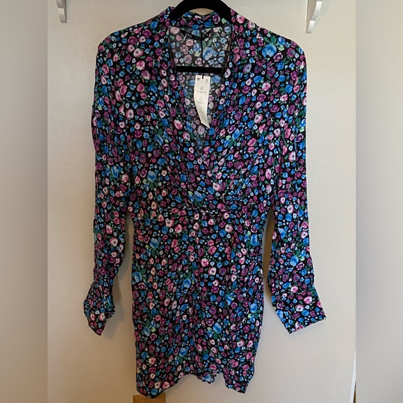 NWT Zara Faux wrap Floral V-Neck Wrap Dress size XS - Picture 2 of 7